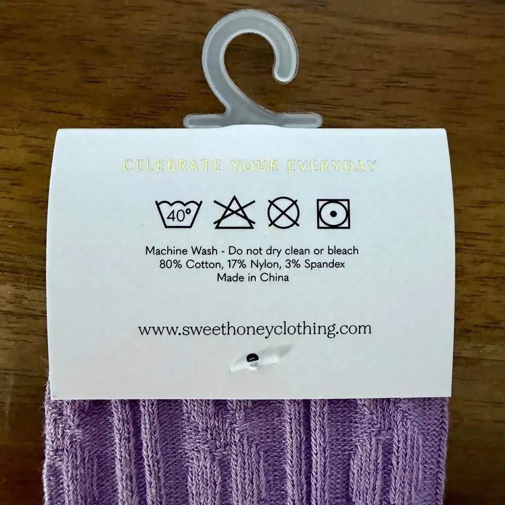 NEW SweetHoney Purple Ankle Cable Knit Socks 8/10 Girls Accessories